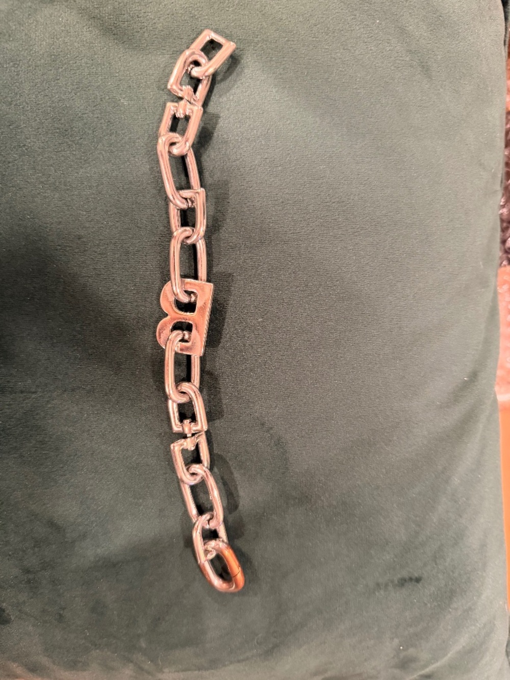 Balenciaga Silver B Chain Link Thin Bracelet
